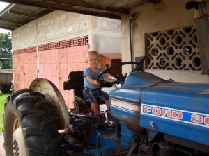 Noah on the blue tractor