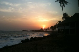 Sunset at the beach hotel