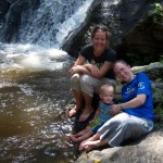 Soaking our feet in the nice cold water!