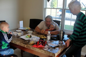 Painting Easter eggs -Grandpa is the best!