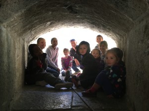 kids having fun in a canon hole